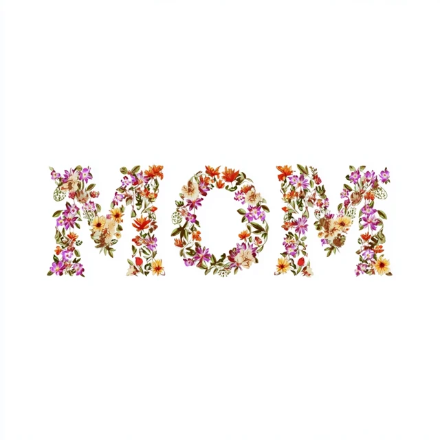 Cute Floral Mom Text Design for T-shirt