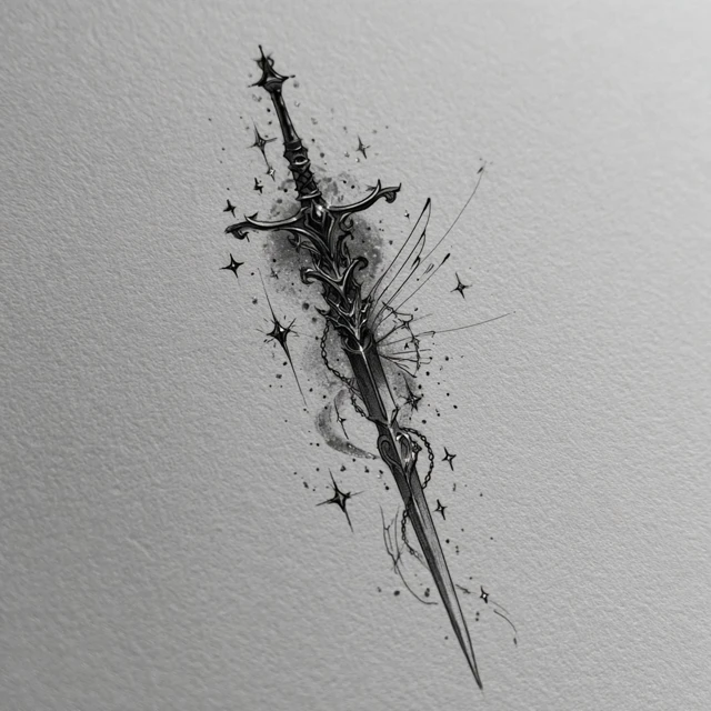 Ethereal Sword Tattoo Gothic Fairy Y2K Art