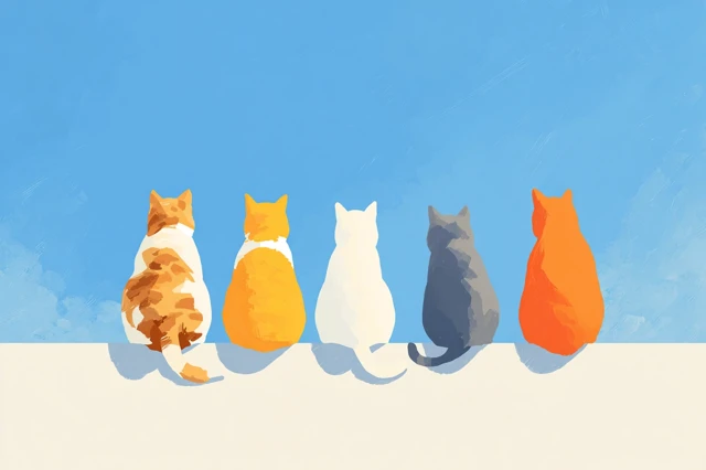 Cats on Wall Minimalist Illustration
