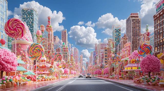 Candy City A Hyperrealistic Panoramic View