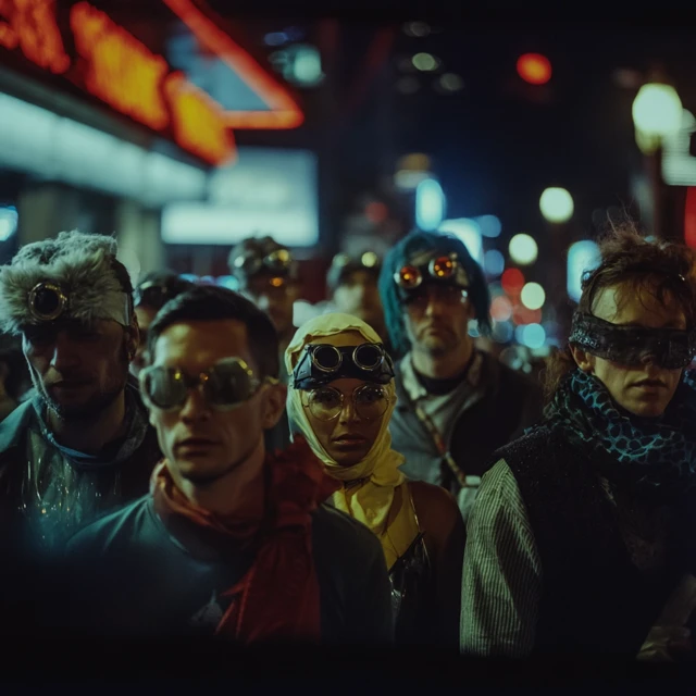 Cyberpunk Crowd Portrait: Blade Runner Aesthetic