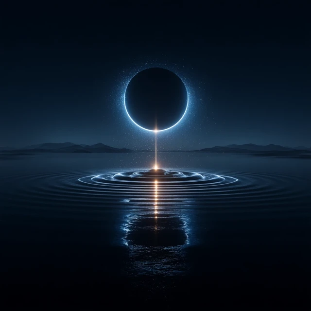 Glowing Sphere Over Water Minimalist Icon