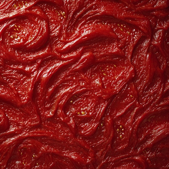 Tomato Paste Close Up Swirl on White Background