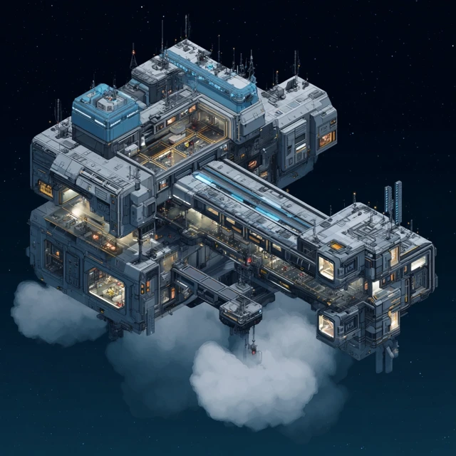 Isometric Futuristic Space Station