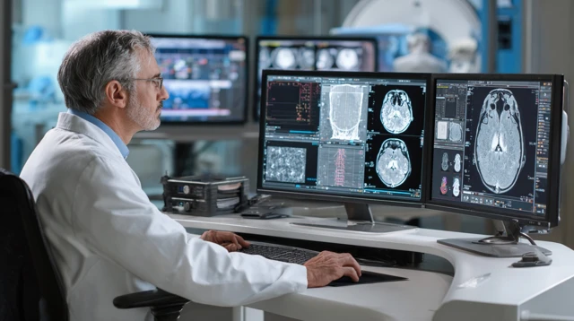 Doctor Analyzing Medical Scans CT MRI