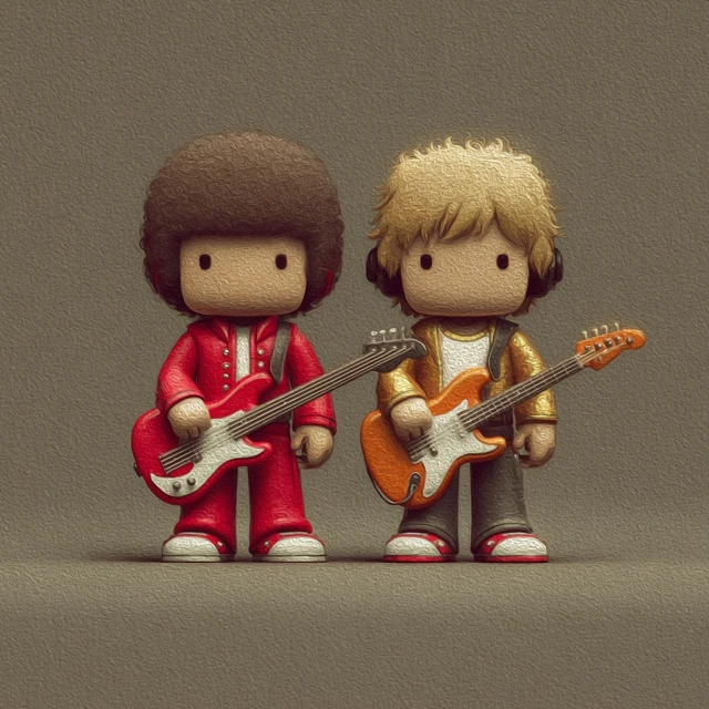 Pixel Art Rock Duo Bassist and Guitarist Characters