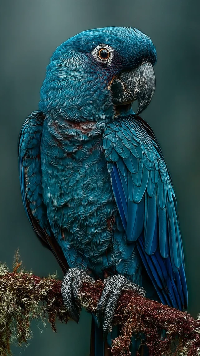 Spixs Macaw Portrait Realistic Detail Bird Nature