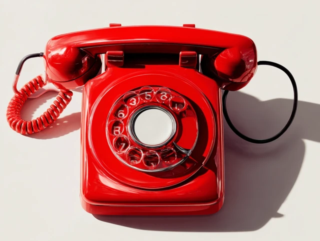 Vintage Red Telephone Close Up Retro Design