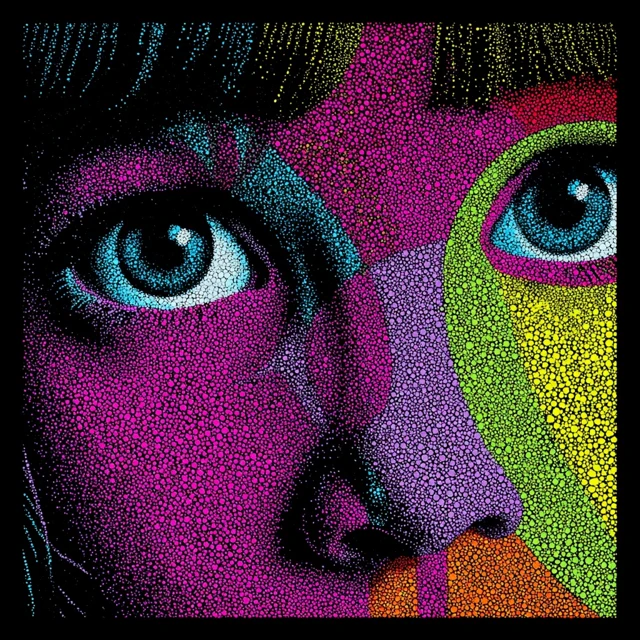 Exorcist Girl Illustration Pointillism Art