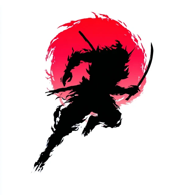 Samurai Silhouette Icon Minimalist Japanese Art