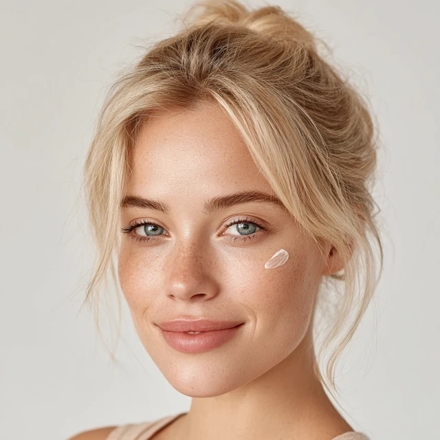 Beautiful Blonde Woman Glowing Skin Portrait
