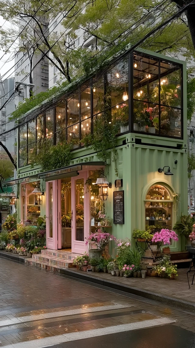 Container Flower Shop: Pink and Blue Oasis