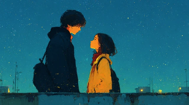 Anime College Couple Romantic Scene