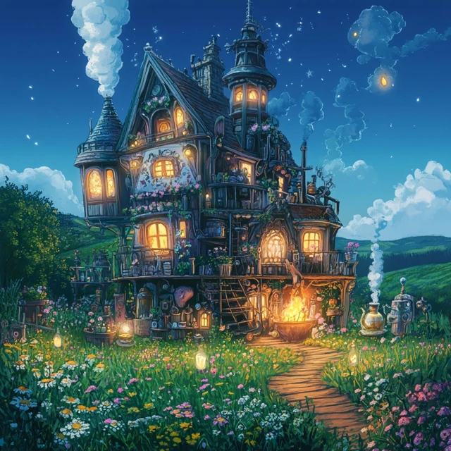 Whimsical Fantasy House Howls Moving Castle Inspired