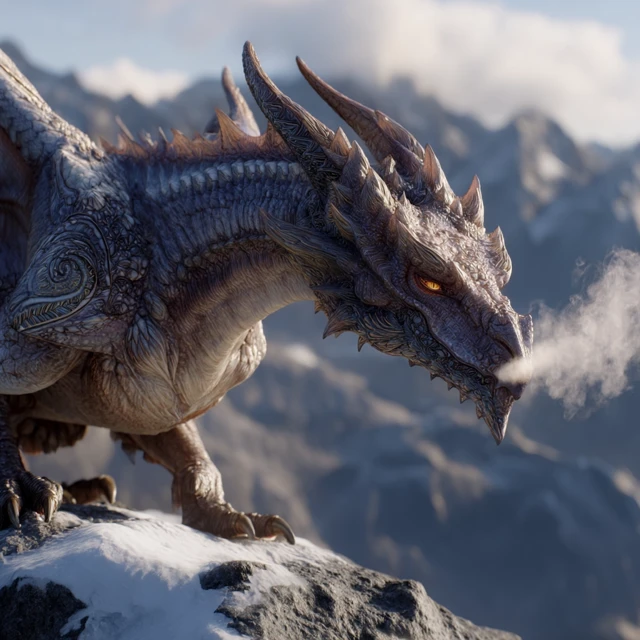 Majestic Dragon on a Mountain Peak Fantasy Art