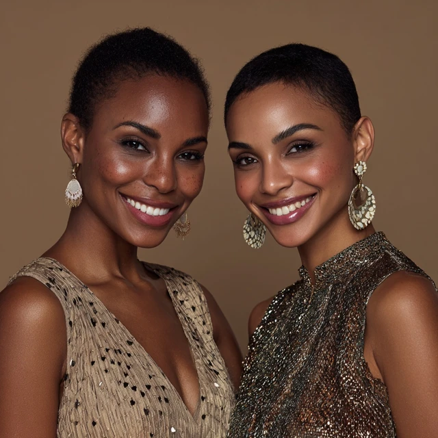 African Skincare Models Smiling Photo Realistic