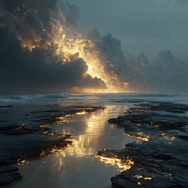 Dark Fantasy Beach Scene Epic Landscape Art