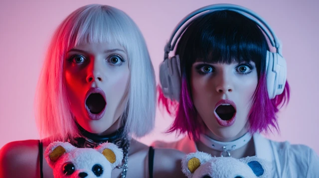 Emo Girls Band Robots Pets Surprised