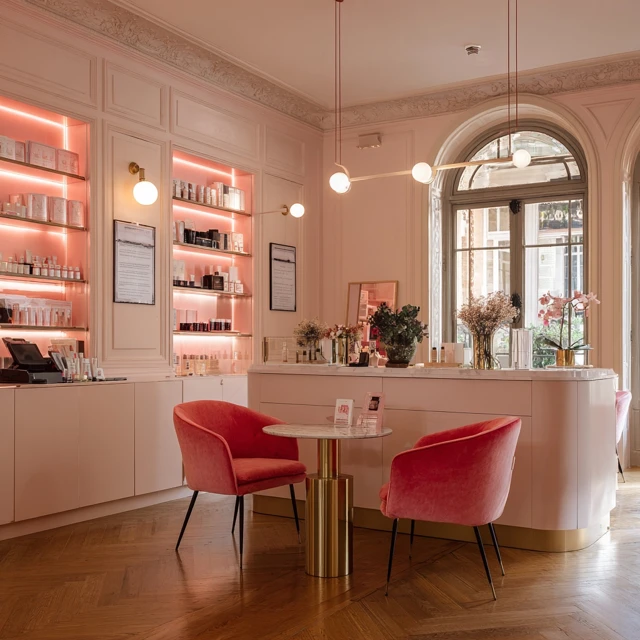 Beauty Salon Interior Scene with Clients