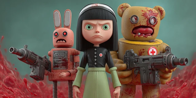 Undead Girl with Guns and Zombie Bunnies