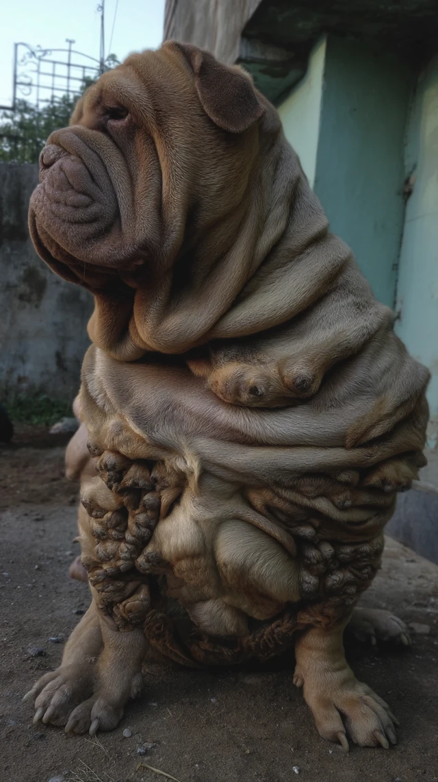 Wrinkled Dog CloseUp Portrait