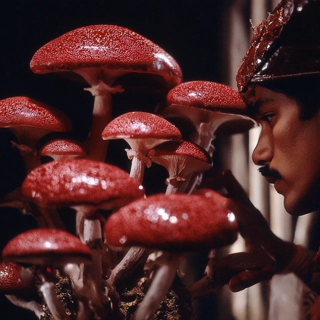 Red Mushroom in a Forest Setting