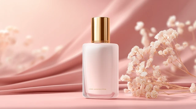 Product Photography Glass Bottle on Pink Background
