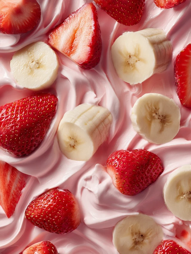 Strawberry Banana Dessert Flatlay Food Photography