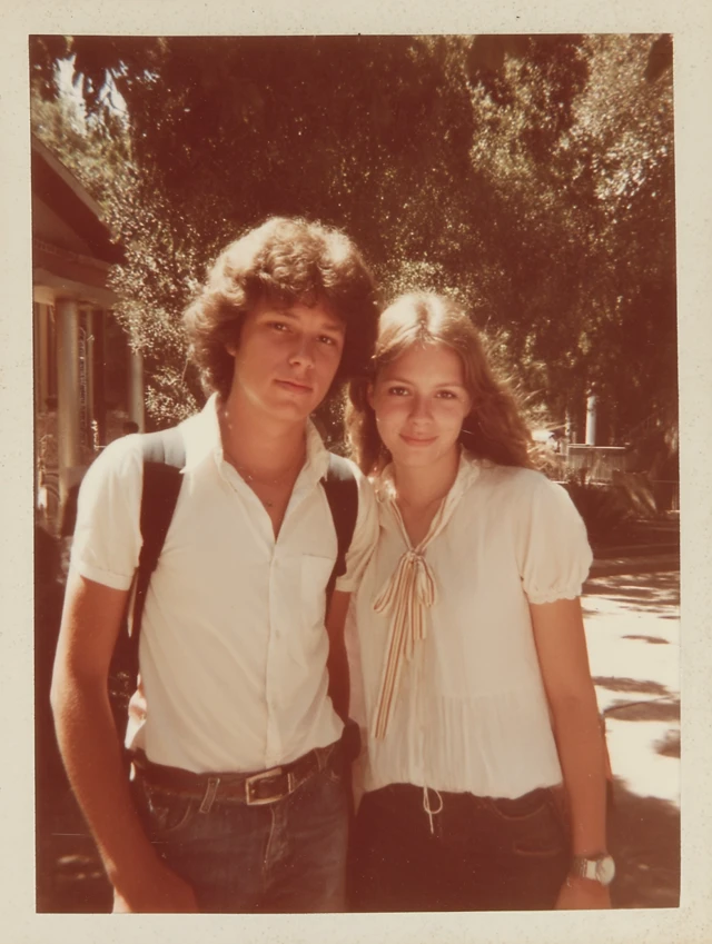 Polaroid Photo of Young Couple at University