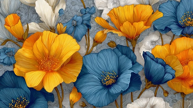 Vibrant Floral Pattern Art Deco Design