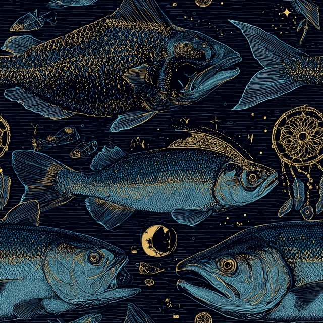 Fish and Dreamcatcher Art Illustration