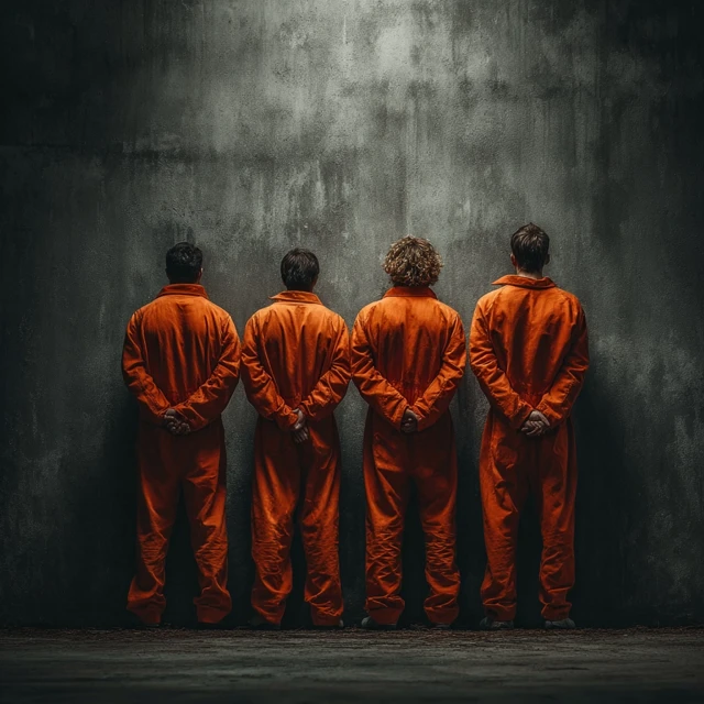 Prisoners Against a Wall Dramatic Photo