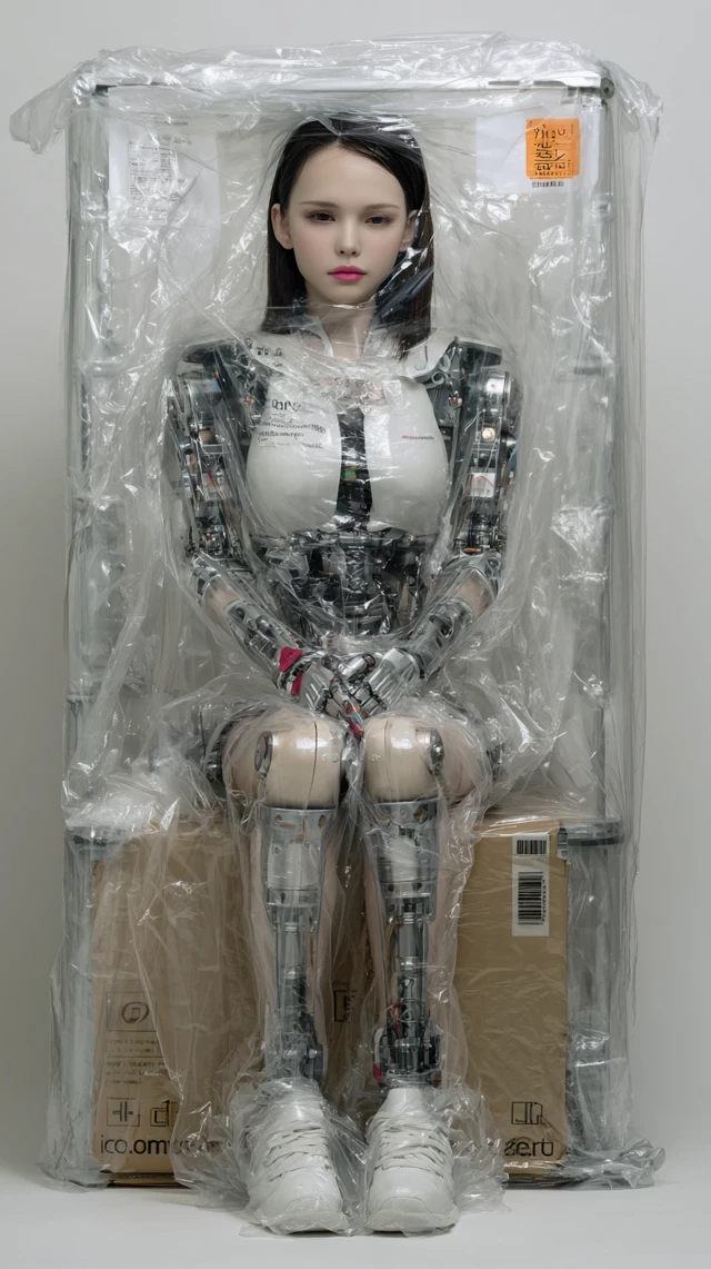 Robot Woman in Packaging Android AI Future Tech
