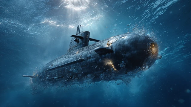 Indian Navy Submarine Underwater Illustration