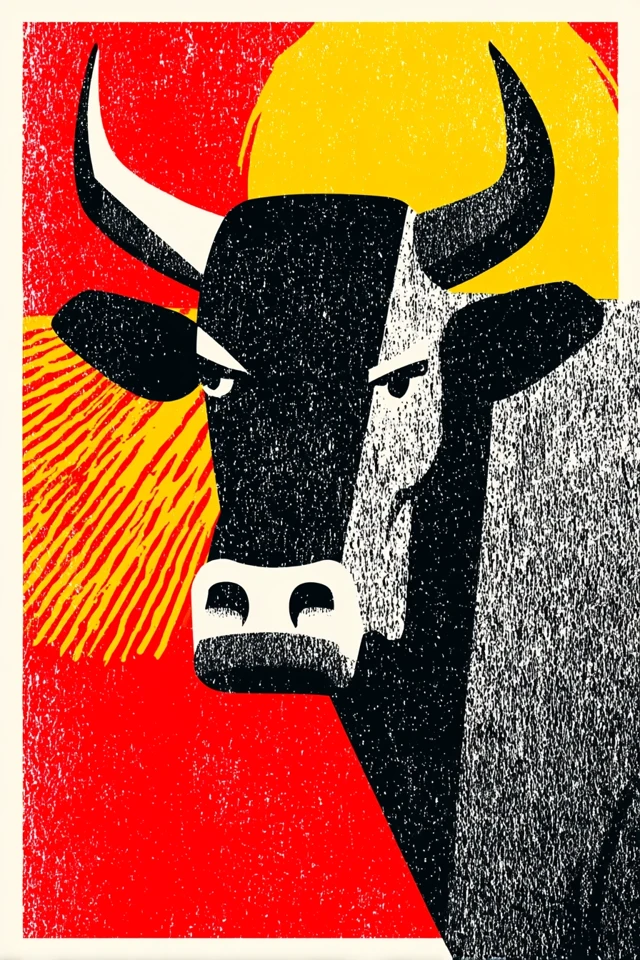 Bull Head Bauhaus Style T-Shirt Design - Vintage Vector Emblem