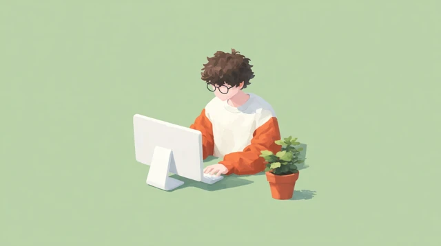 School Kid in Virtual Classroom Vector Illustration