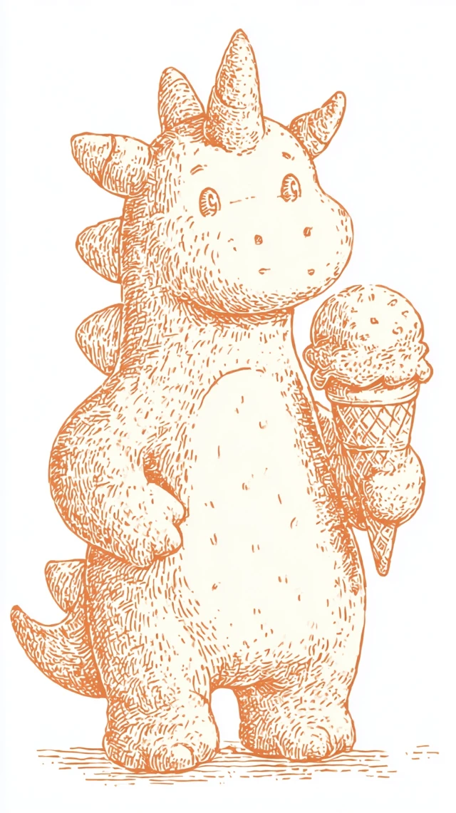 Vintage Dinosaur Mascot with Ice Cream Retro Design