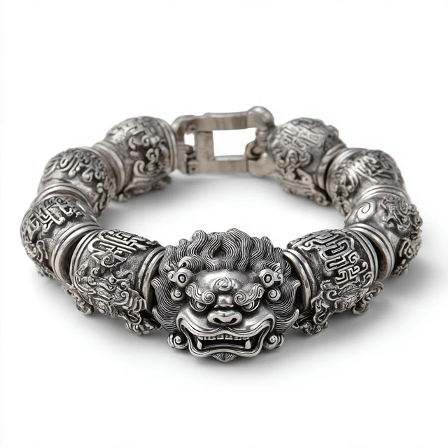 Mens S999 Silver Bracelet Traditional Chinese Pi Xiu Design