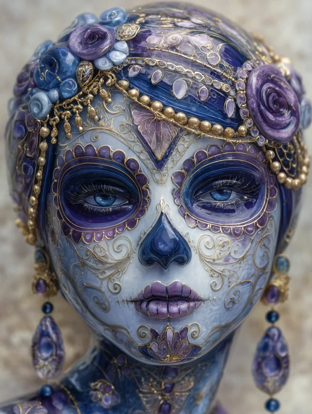 Day of the Dead Glass Art Girl Murano Style
