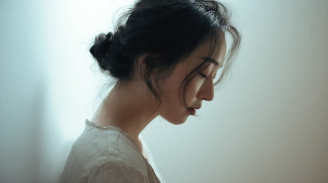 Korean Woman Side Profile With Eyes Closed