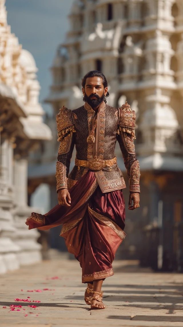 Indian Fashion Editorial Man Venkateswara Temple