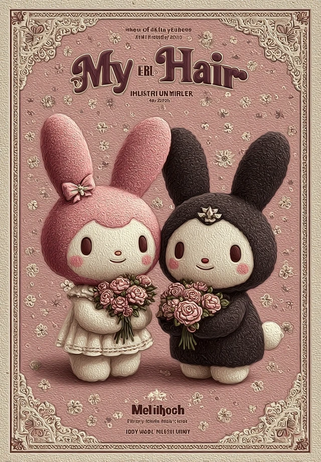 My Melody and Kuromi Kawaii Art with Flowers