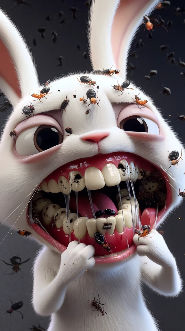 Scary Rabbit Bugs Disney Pixar Style Illustration