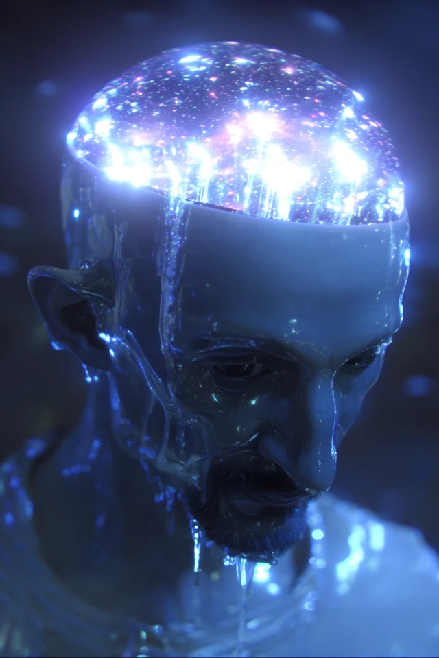Retro Surreal Man Galaxy Inside Out 80s Aesthetic