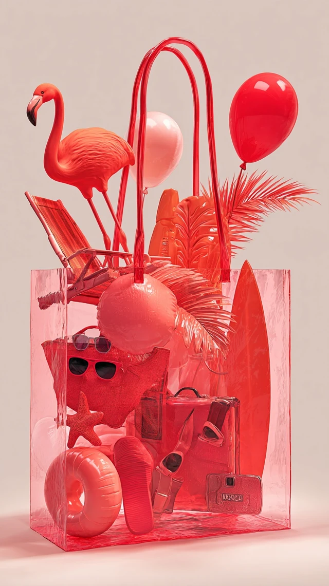 Summer Vacation Shopping Bag Red Acrylic Style
