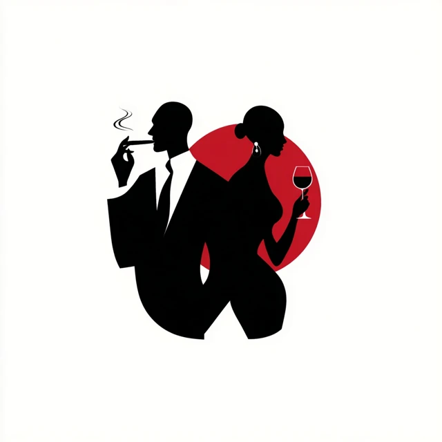 Elegant Silhouette Logo Cigar Wine