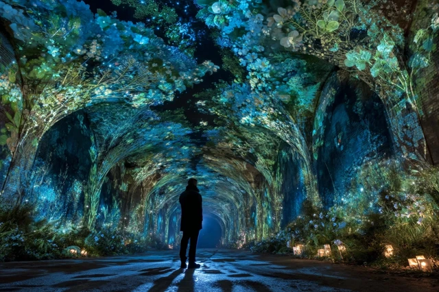 Glow in the Dark Tunnel with Fauna and Nature