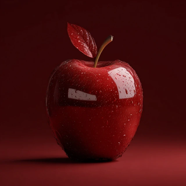 Iridescent Glass Apple Art Design on Black Background