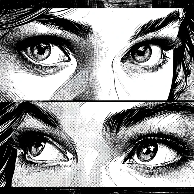 Dramatic Comic Book Illustration of a Womans Eyes