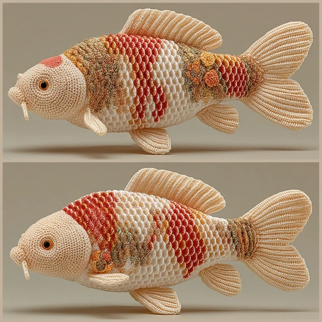 Crochet Carp Handmade Toy Fish Studio Photography